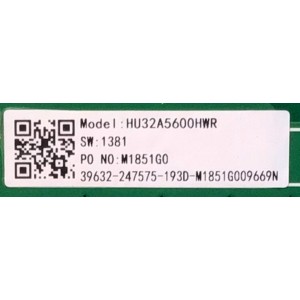 MAIN PARA SMART TV HISENSE (1366 PX * 768 PX) CON LCD HD / NUMERO DE PARTE 247575 / RSAG7.820.9091/ROH / M1851G0 / M1851G009669N / 39632 / 1381 / 193D / MODELO 32H4030F HU32A5600HWR
